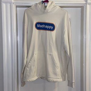 Madhappy sweatshirt UNISEX cream with blue lines around hood